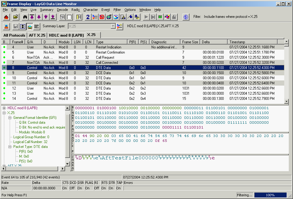Serialtest ComProbe X.25 Decode