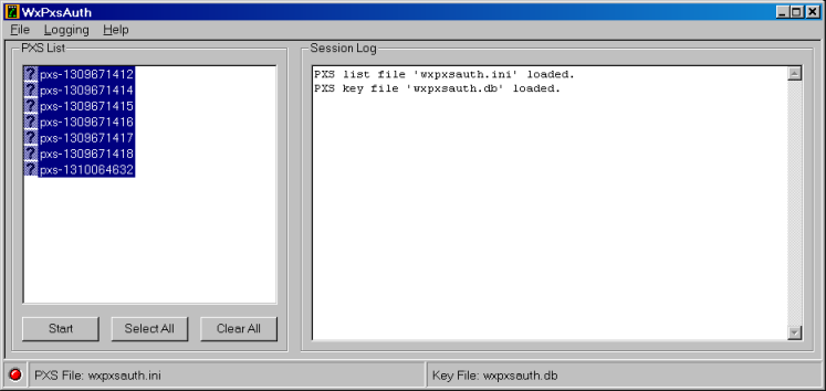 WxPxsAuth with PXSs Selected for Update