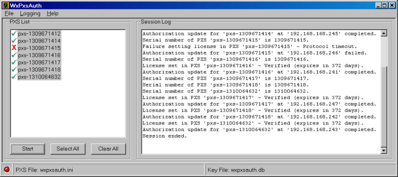 WxPxsAuth Showing Result of Update