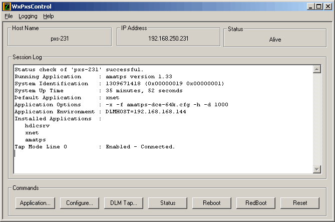 WxPxsControl Main Screen