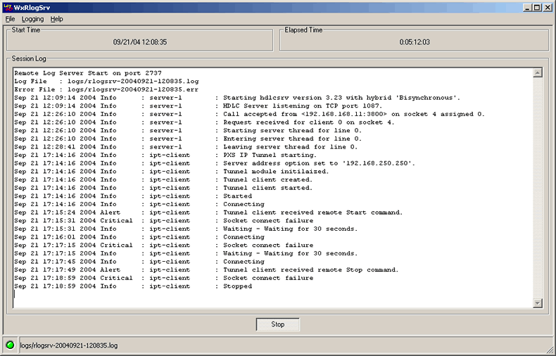 wxrlogsrv main window